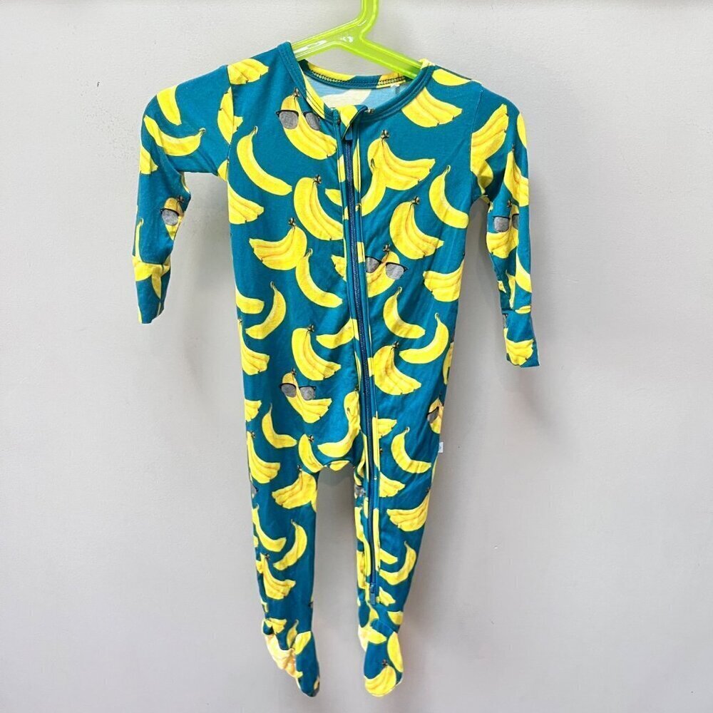 Posh Peanut Baby Pajamas 9-12M Banana Print Bamboo & Spandex Footed Zippered‎